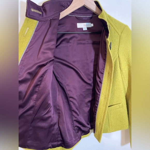 Boden 100% Wool 5 Button Lined Chartreuse Green Jacket Women’s Size 2 EUC - Picture 4 of 11
